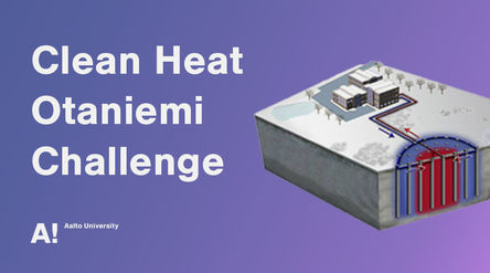 Clean Heat Otaniemi Challenge poster including thermal energy storage