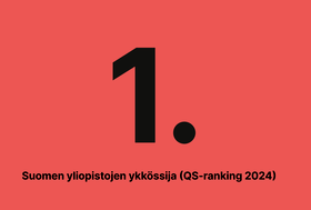 Kuvan teksti kertoo että Aalto sijoittui Suomen yliopistoista ensimmäiseksi QS-rankingissä