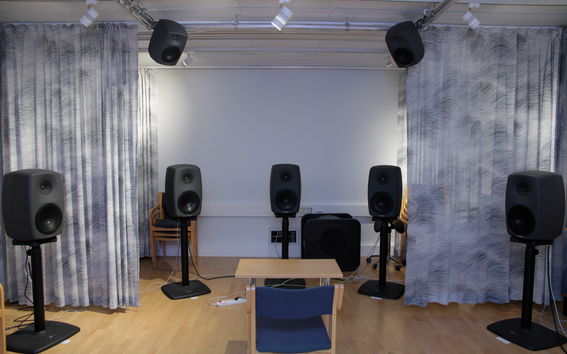 Listening room of the Aalto Acoustics Lab.