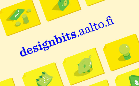 Design Bits is Aalto's introductory online course to design for non-designers. Illustration: Paulo Dziobczenski