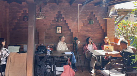 Interview in the cafe in Nepal. Photo Jimin Hong.
