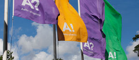 Aalto University flags. Photo: Aino Huovio