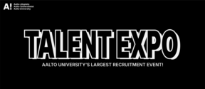 Black banner with Talent Expo logo