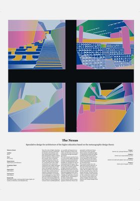 Thesis poster showcasing colourful architecture pictures