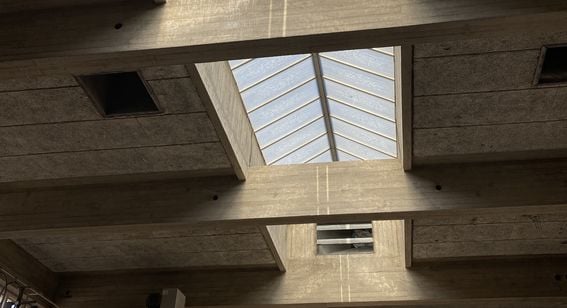 Skylight with sun coming through it at K3 building