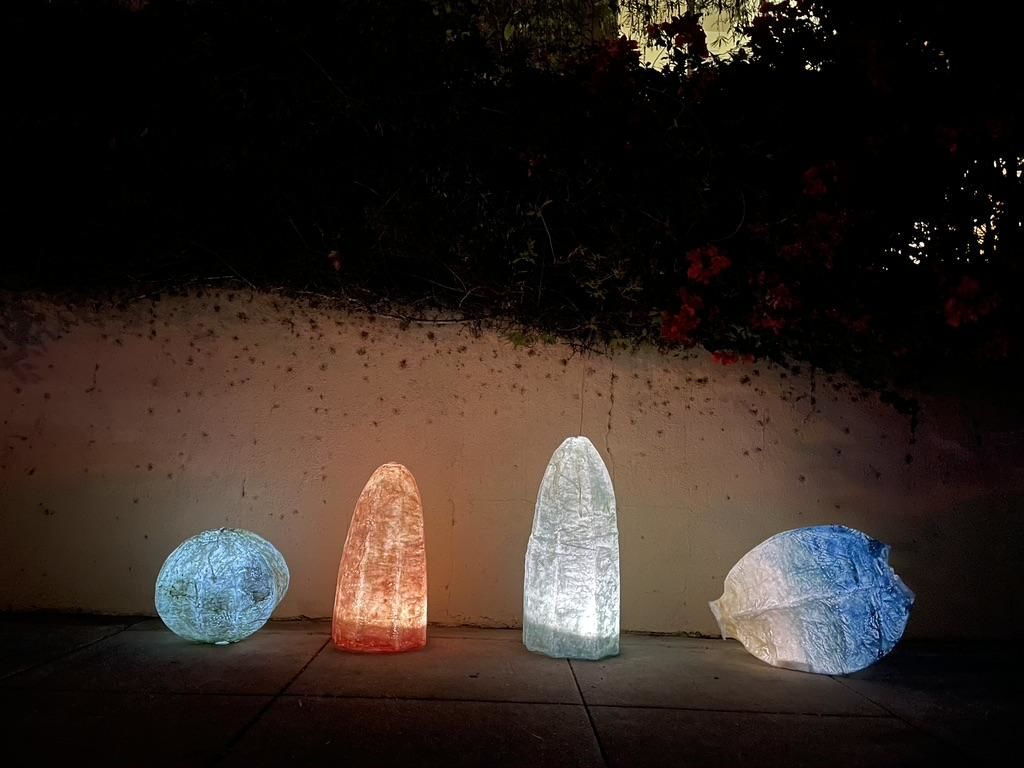 Nocturne light sculptures aim to generate new eco rituals. Colourful lamps resembling rocks. Photo Isabel Beavers.jpeg