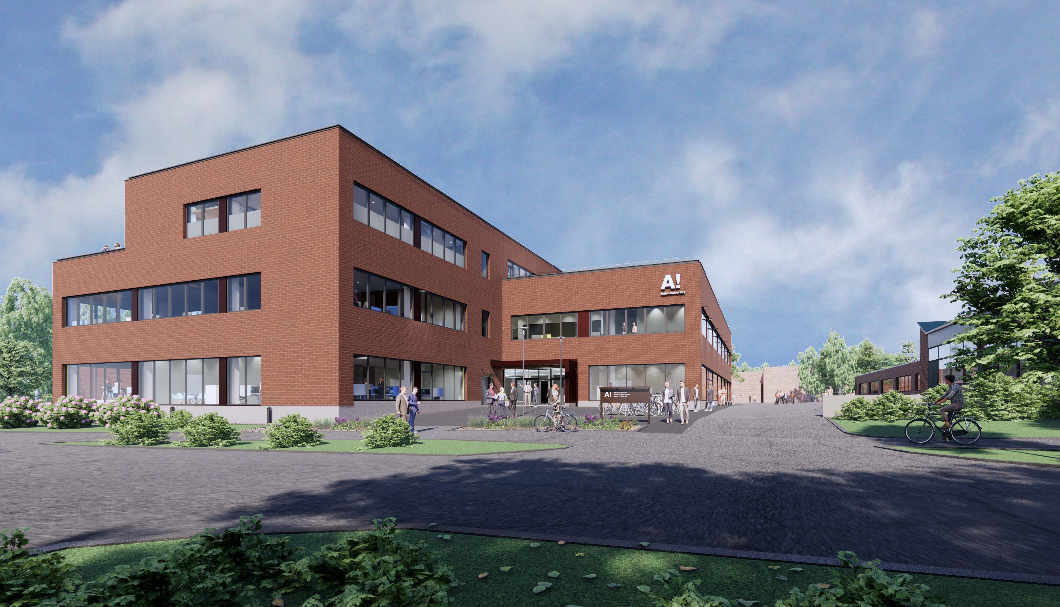 Illustration image of Aalto Works block K3 building facade on a sunny day