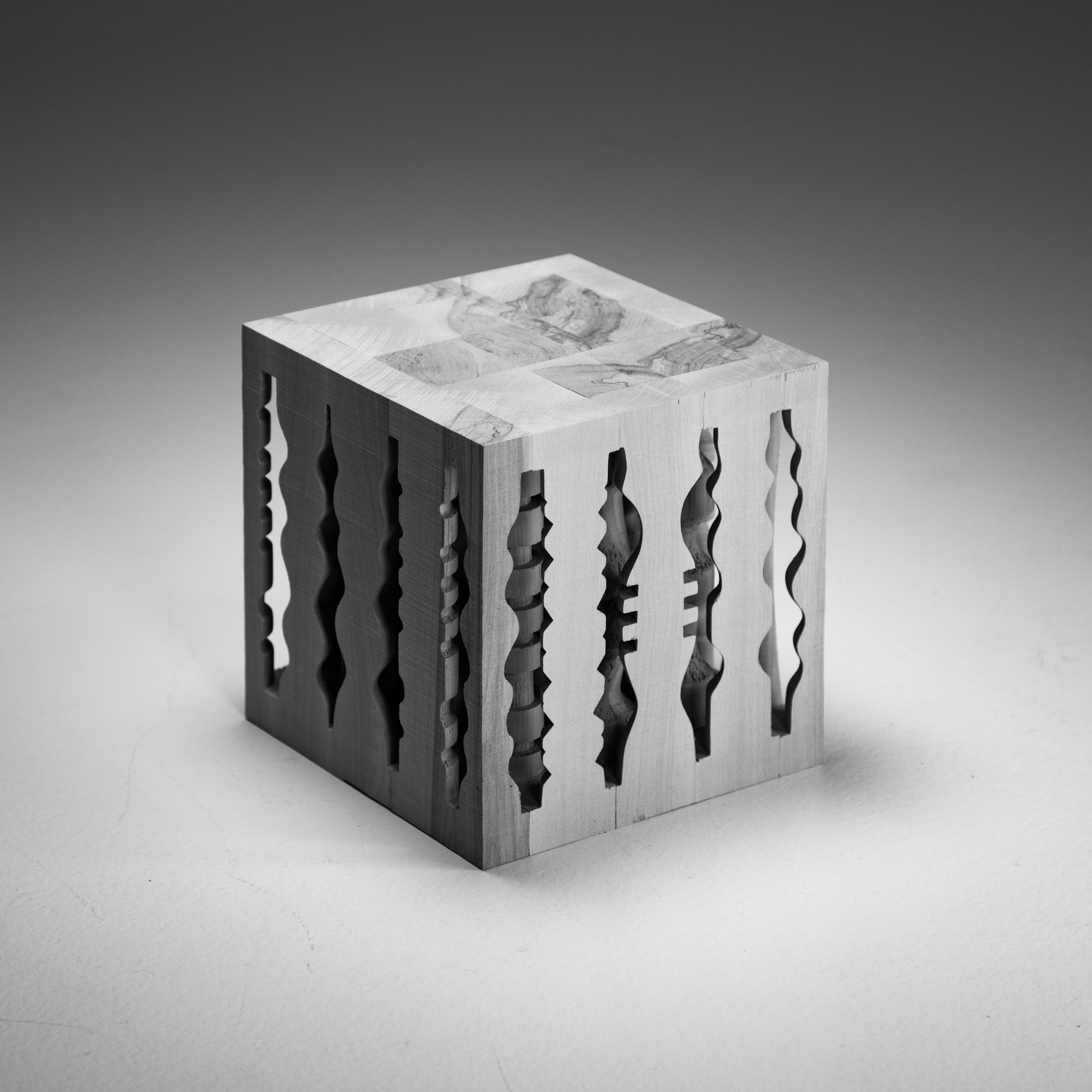 wood cube made by turning wood
