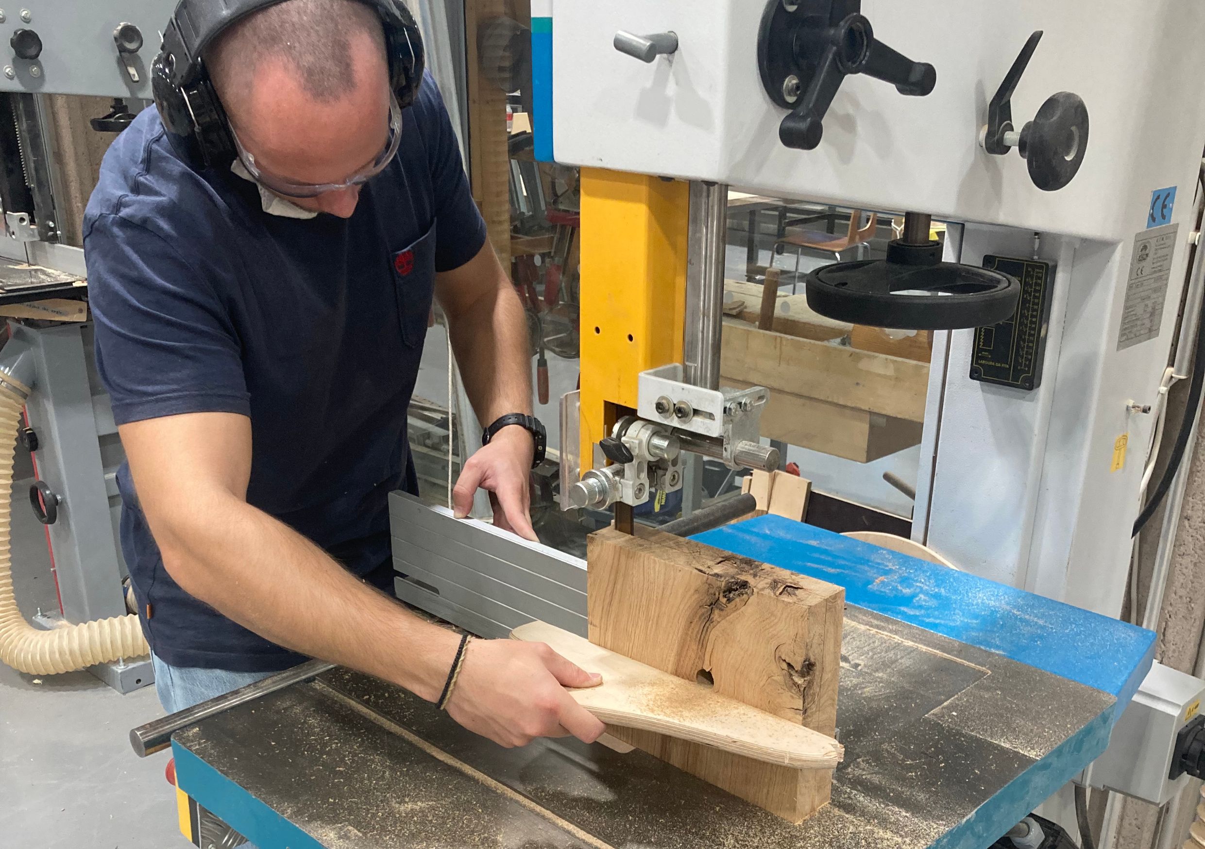 Student using bandsaw