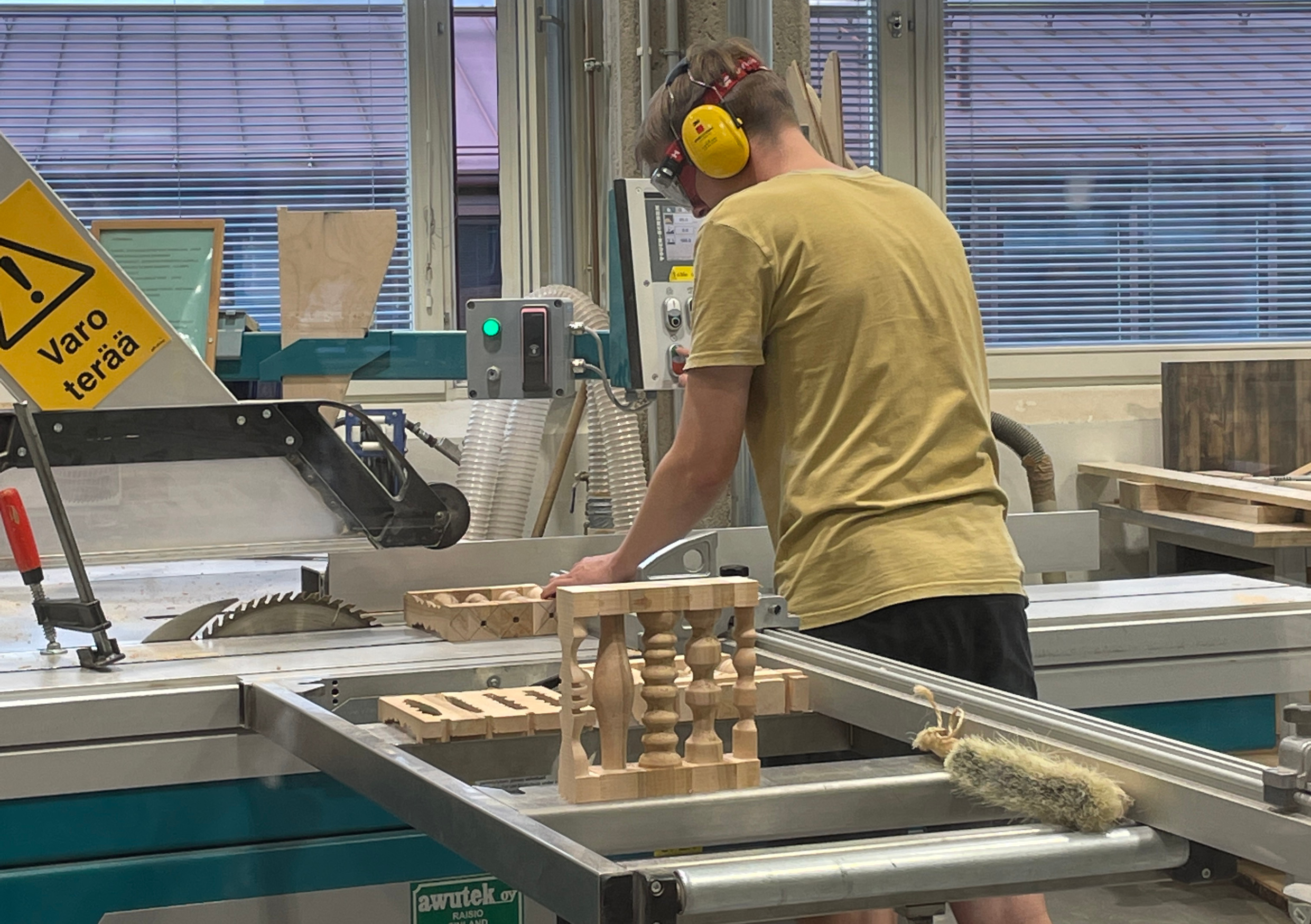 Student using table saw