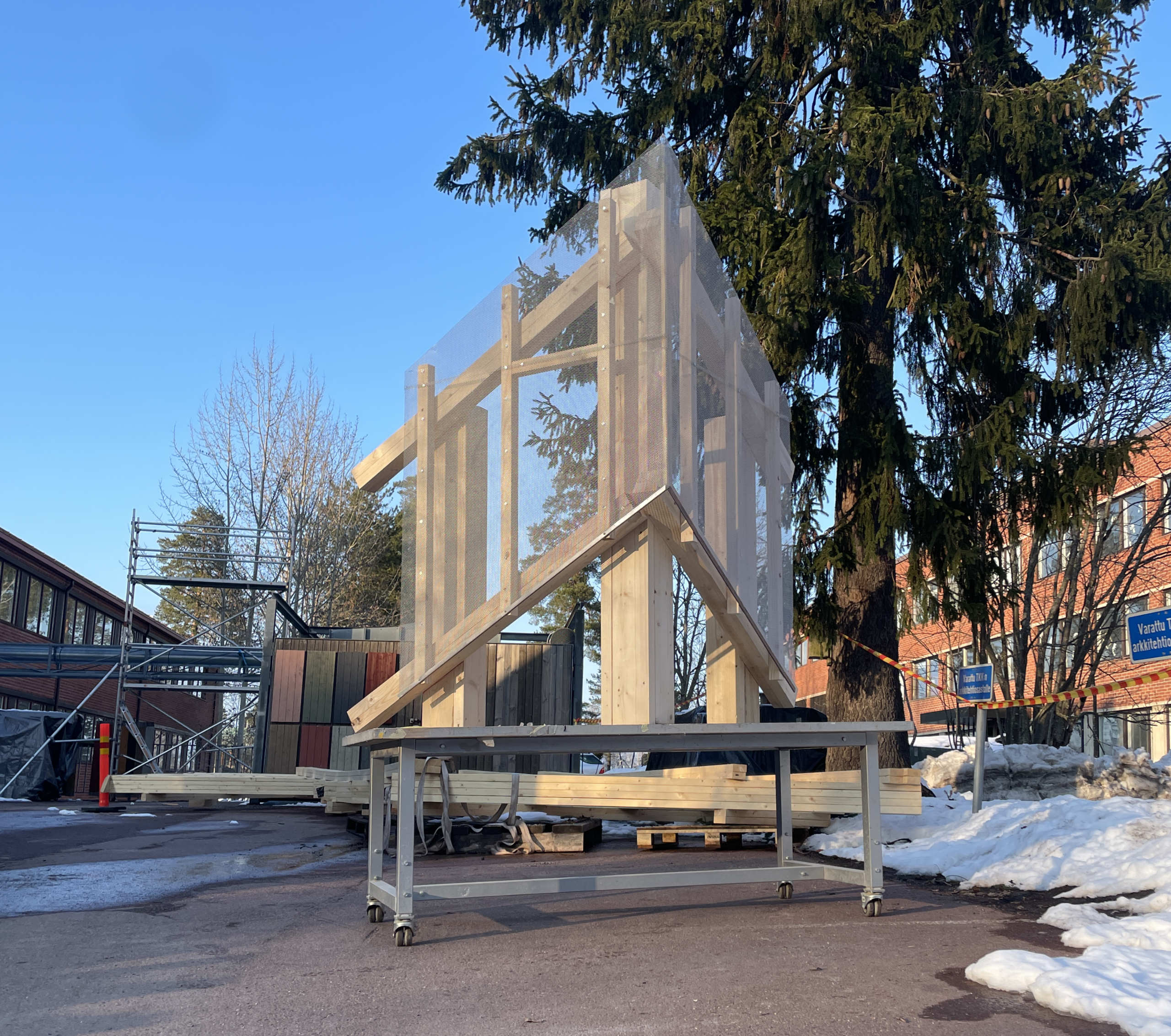 Full scale mockup of a corner of the facade
