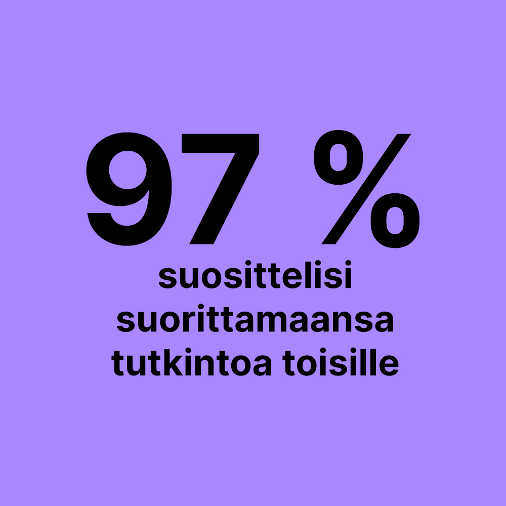 97 % suosittelisi suorittamaansa tutkintoa toisille