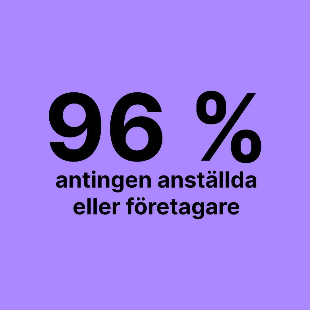 96 % antingen anställda eller företagare