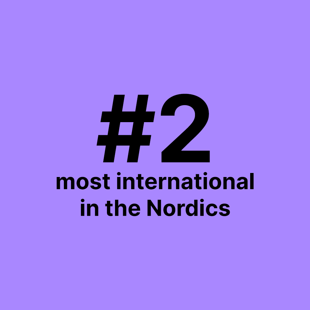 Text: #2 most international in the Nordics