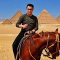 BScBA student Osama Hamoud riding a horse back home in Egypt.