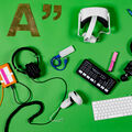 media gear on green background