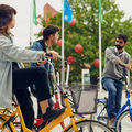 Students biking at the campus.