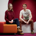Engineering psychology students Salla Nicholls and Esko Evtyukov, photo by Matti Ahlgren