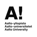 Logo of Aalto University with large black letters 'A!' above the name in three languages.