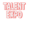 Text 'Talent Expo' in bold, white letters with a red shadow, centred on a black background.