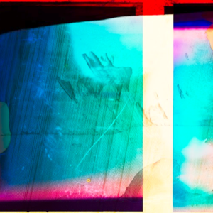 Green, red and yellow lights in abstract formation