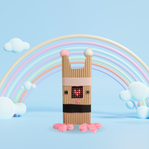 Kuvassa virtuaalinen lemmikki rakennettuna Micro:Bit-laitteilla.