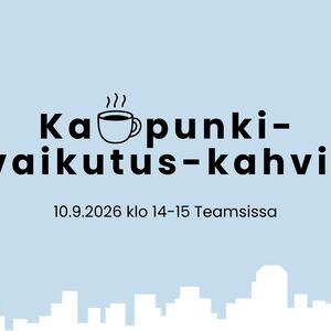 Light blue event banner: City Impact Coffee online, 10 Sept 2026 14–15, with cup icon and city skyline.