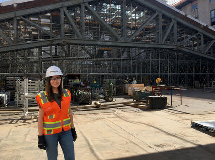 Sara Troberg at the Moynihan Station jobsite in New York