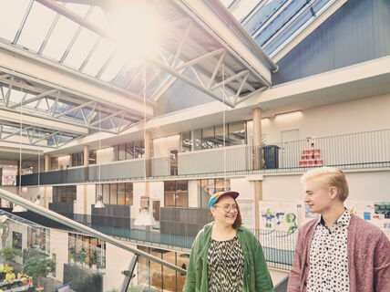 Two people in computer science building
