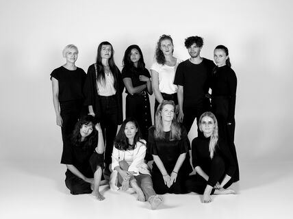 project group with men and women in black and white