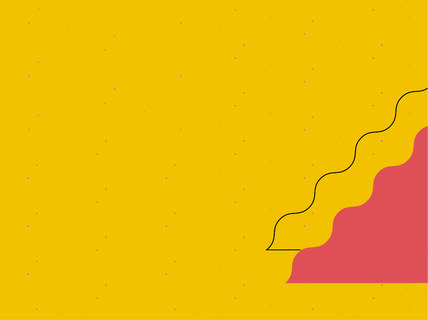 Illustration, red shape on a yellow background. / Graphic designer Babi Brasileiro.