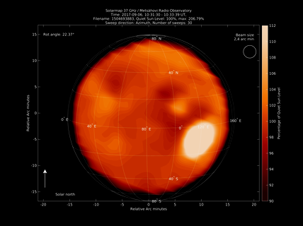 Aurinkokartta, jossa näkyy suurin havaittu purkaus Auringossa