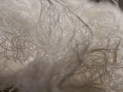 Nanocellulose yarn that captures hormones from waste water. Photo: FINNCERES