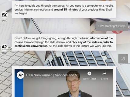 Screenshot on the interactive guide