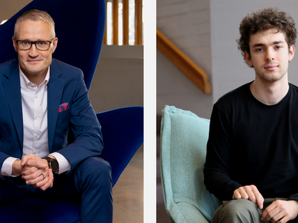 Picture of Jarno Limnéll, Professor of Cyber Security and Jasu Vehtari, student at the School of Science. 