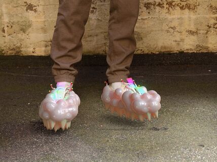 a rendered image of augmented shoes in use