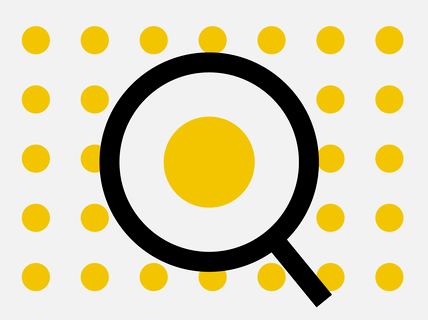 Yellow dots and a magnifying glass