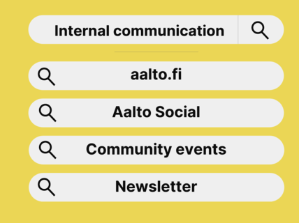 Internal communication: aalto.fi, Aalto Social, Community events, newsletter.