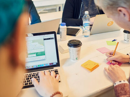 Teachers collaborating on project