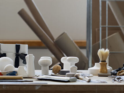 On a table there are tools for plaster modelling