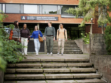 Students in front of the School