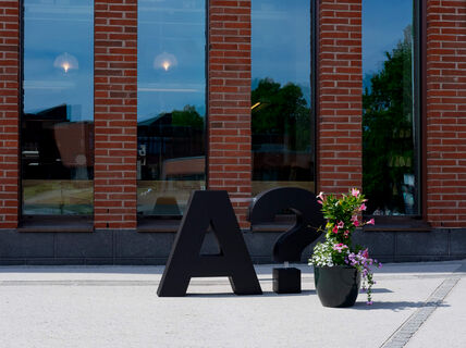Aalto University logo on campus. Photo by Anni Kaaria.