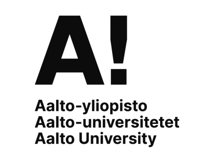 Logo of Aalto University with large black letters 'A!' above the name in three languages.