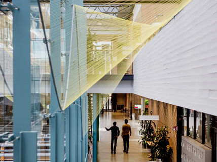 Aalto campus photo with art