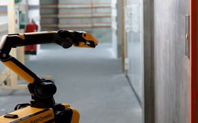 A research robot calls the elevator.