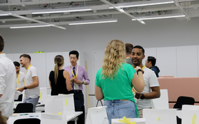 Students discussing on the classroom setting