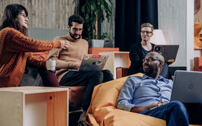 Aalto University employees having a meeting. Photo: Aalto University/Aleksi Poutanen