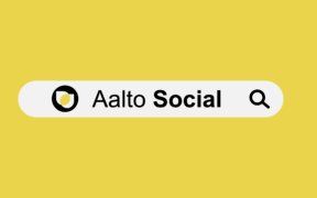 Aalto Social, google haussa. Keltainen tausta.