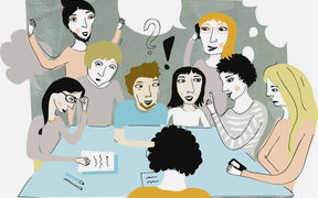 Students talking to each other