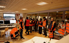 Wood Program students are shown around the Kuhmo Oy sawmill control room